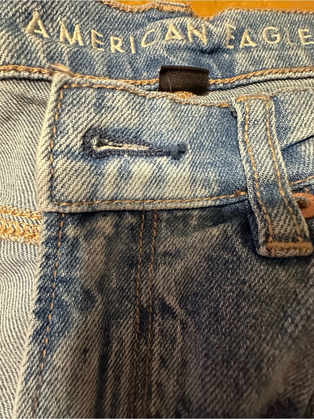 American Eagle Outfitters Distressed Light Blue Straight Leg Jeans - Picture 3 of 4